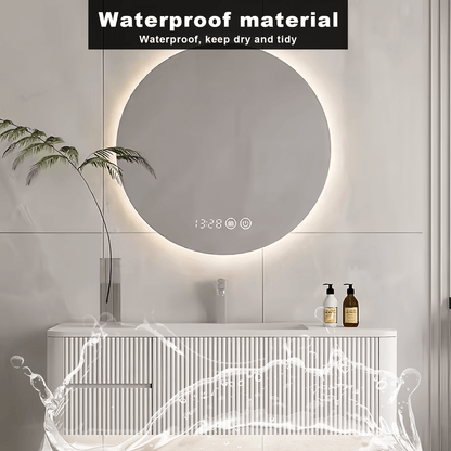 40"- 60" White Bathroom Cabinets Set with Lighted Round Mirror Cabinet and Single Basin