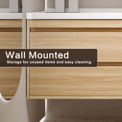 40"- 64" Single Basin And Sink Solid Wood Cabinet With LED Mirror Cabinet