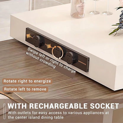 94” - 102” Cozy Practical Kitchen Island Includes White Simple Style&Open Storage Compartment (No Chair)