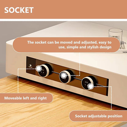 58” - 74” Unique Log Kitchen Island Includes Movable Guide Socket & Retractable Table (No Chair)