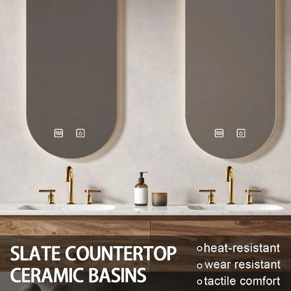 60” - 78” Double Sink Bathroom Vanity with Smart Anti Fog Mirror