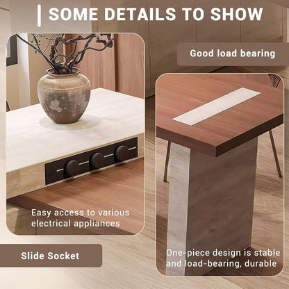 47” - 71”Natural Unique Kitchen Island Includes Spacious Storage (No Chair)