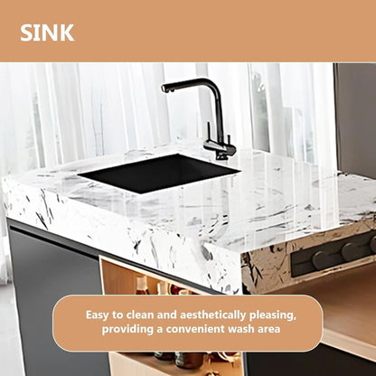 87” - 98” Brown Modern Kitchen Island Includes Log Style Design (No Chair)