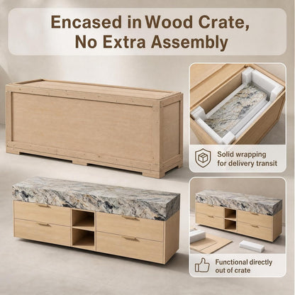 52''-110'' Wall Mounted Double Sink Bathroom Vanity Includes Light Oak Drawers
