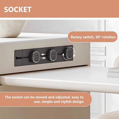 65” - 96” Modern Simple Kitchen Island Includes Sliding Rail Socket & Round Corner Design (No Chair)