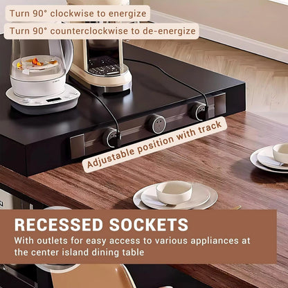 86” - 102” Simple Spacious Kitchen Island Includes Wooden Retro Design (No Chair)