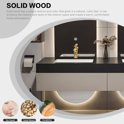 36''-52'' Wall Mount With LED Light And Oval Mirror And Countertop With Single Sink