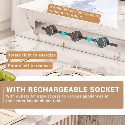 94” - 102" Luxury Exquisite Kitchen Island Includes Brown Striped Panel (No Chair)