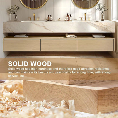 60” - 96” Modern Log Bathroom Vanity with Open Storage Rack
