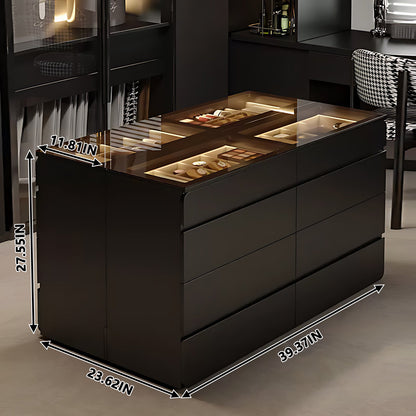 jewelry dresser 39-55' Black Glass-Top Walk-In Closet Island Dresser & Chest Jewelry Storage 24IN / 47IN