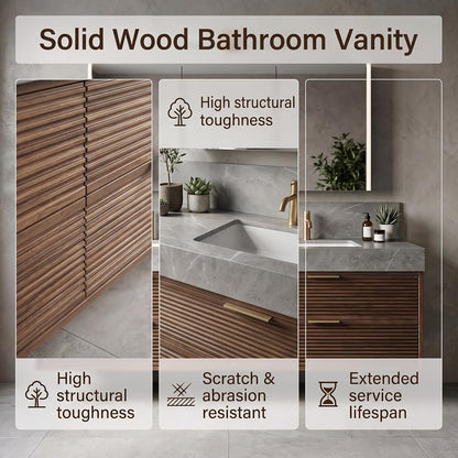 52''-110'' Simple Bathroom Vanity with Sinks Includes 4 Spacious Striped Drawers