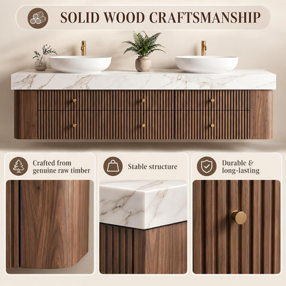 52''-110'' Bathroom Vanity Sinks Set Includes Curved Corners,Spacious Drawers
