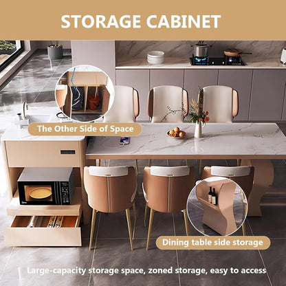 79” Brown Modern Kitchen Island Includes Open Shelf & Integrated Sink (No Chair)