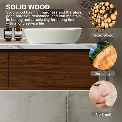 60” - 72” Modern Simple Bathroom Vanity Includes Hidden Handle & LED Smart Mirror