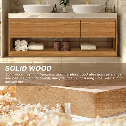 60” - 96” Solid Wood Bathroom Vanity with Above-Counter Double Sinks