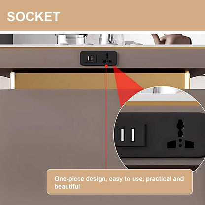 91” - 98” Luxury Flexible Kitchen Island Includes Unique Texture Design & Bottom Pulley (No Chair)