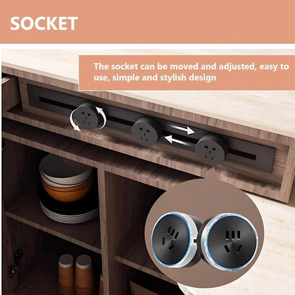 96” Unique Cozy Kitchen Island Includes Open Shelf & Rotatable Tabletop (No Chair)