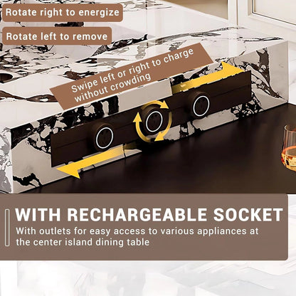 92” - 100” Modern Elegant Kitchen Island Includes Transparent Table Legs with Mood Light (No Chair)