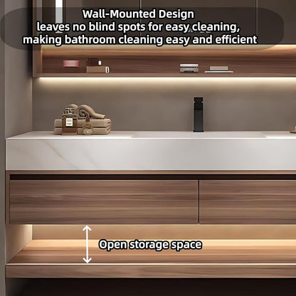 52'' Modern Bathroom Vanity Sinks Set with LED Defog Mirror