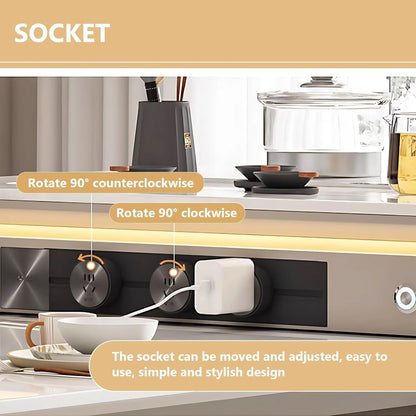 81” - 96” Light Luxury Kitchen Island Includes Invisible Light Strip Design (No Chair)