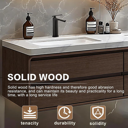 60” - 78” Simple Bathroom Vanity Includes Symmetrical Drawer & Textured Tabletop