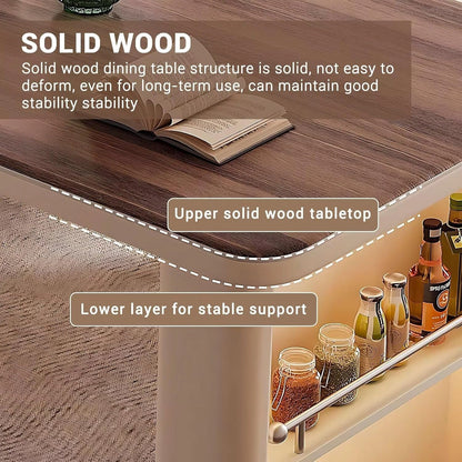 57” - 73” Solid Wood Retro Kitchen Island Includes Scalable Rotating Design (No Chair)