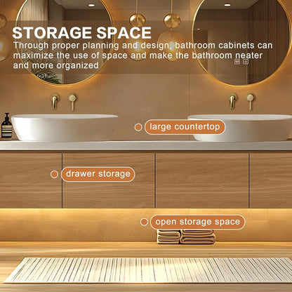 68” - 88” Modern Exquisite Bathroom Vanity Includes Above Counter Sinks & Round Mirrors