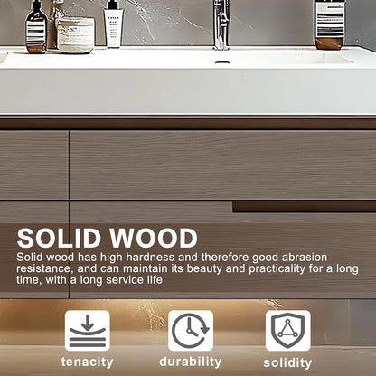 60” - 78” Modern Simple Bathroom Vanity Includes Square Mirror & Hidden Handle