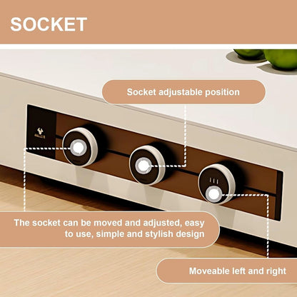 74” - 82” Log Simple Kitchen Island with Pull-Out Cabinets Includes Movable Guide Socket (No Chair)