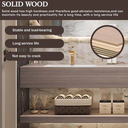 60” - 78” Wood Grain Bathroom Vanity with Separate Design & LED Defog Mirror