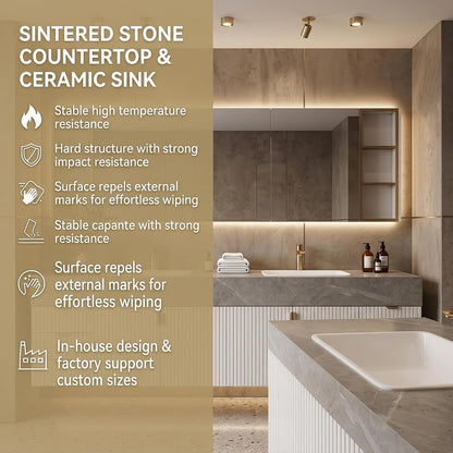 60''-110'' Bathroom Vanity with Sink Includes White Striped Panel