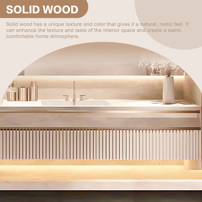 56"- 78" Solid Wood Double Sink Batrhroom Vanity with Rectangle Defogging Mirror