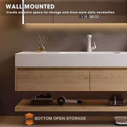 40"- 72" Single Basin Floating Bathroom Vanity Set with Mirror Cabinet