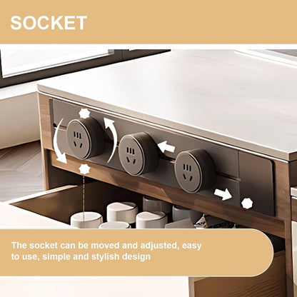 67” – 93” Simple Beige Kitchen Island Includes Retractable and Liftable Design (No Chair)