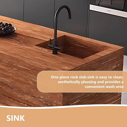 87” - 98” Modern Minimalist Kitchen Island Includes Integrated Slate Sink (No Chair)