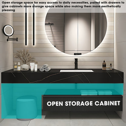 36"- 72" Black Bathroom Vanity with Sink and Smart Round Mirror