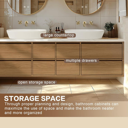 68” - 96” Modern Exquisite Bathroom Vanity with Double Sinks