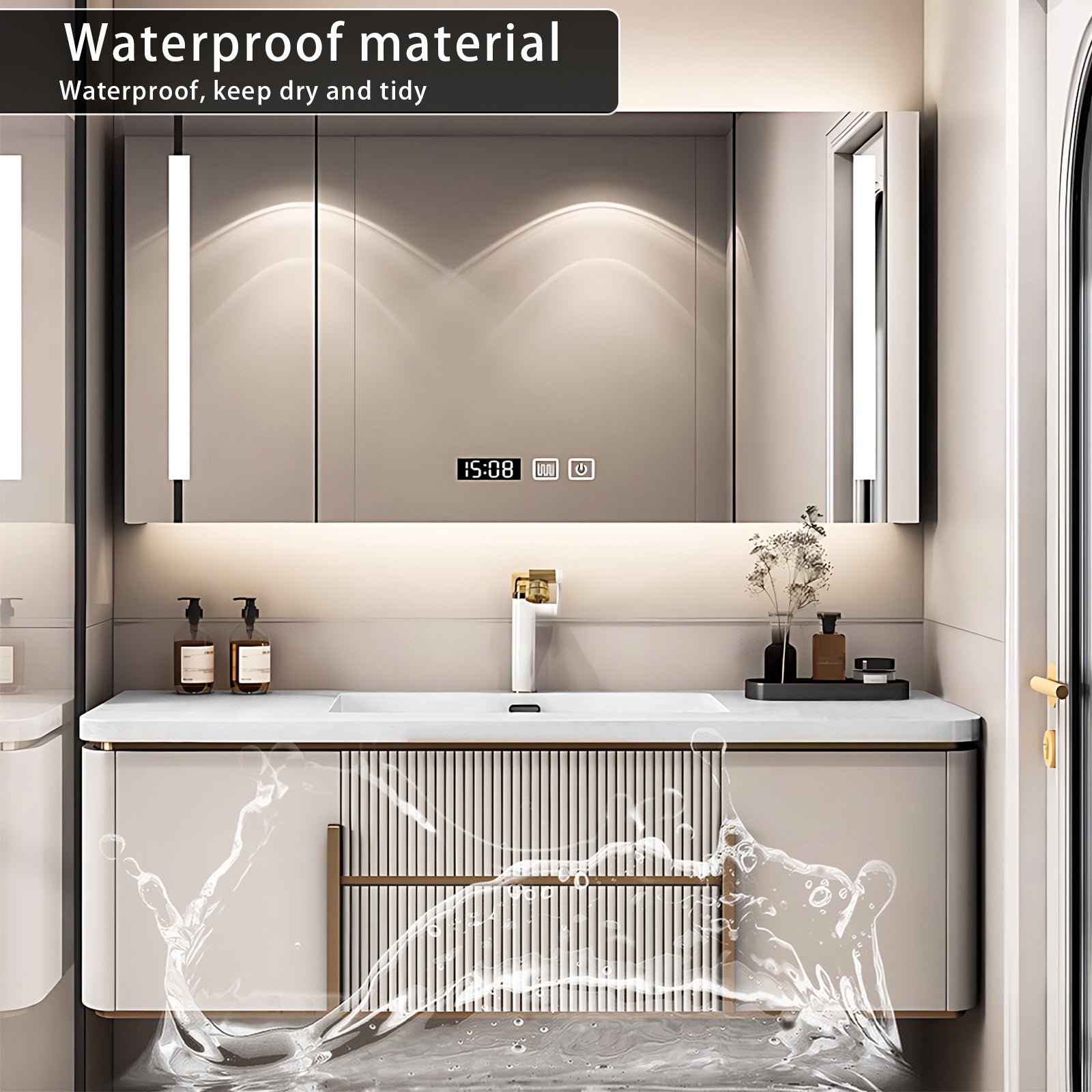 40"- 72" Single Sink Floating Bath Vanity Set with LED Medicine Cabinet