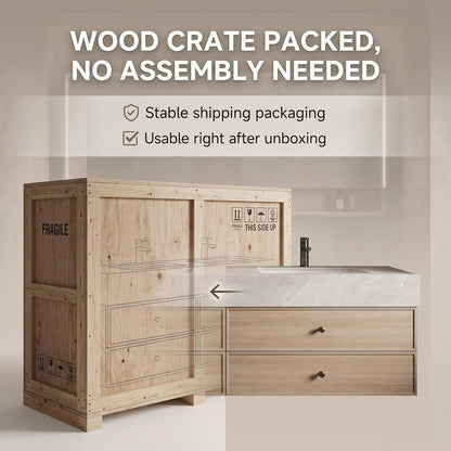 52''-110'' Retro Bathroom Vanity Sinks Set Includes 4 Spacious Wood-tone Drawers