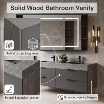 52''-110'' Simple Bathroom Vanity with Sinks Set Includes Matte Dark Grey Finish