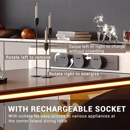 98” Modern Minimalist Kitchen Island Includes Open Island Glass Sliding Door (No Chair)