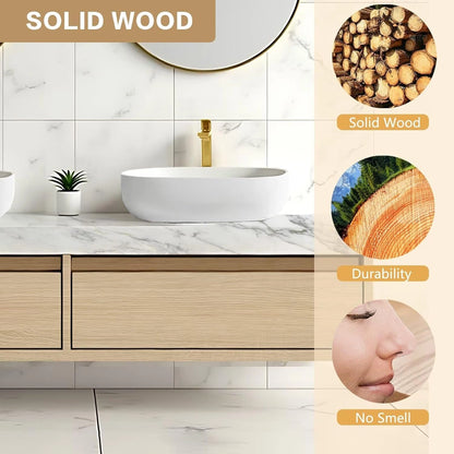 60” - 78” Modern Minimalist Bathroom Vanity Includes Log Style Cabinet