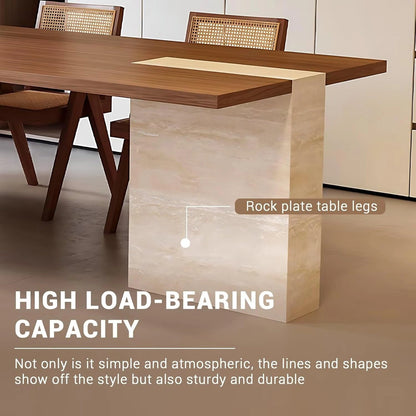 87” - 102” Minimalist Log Kitchen Island Includes Embedded L-Shaped Table Legs (No Chair)