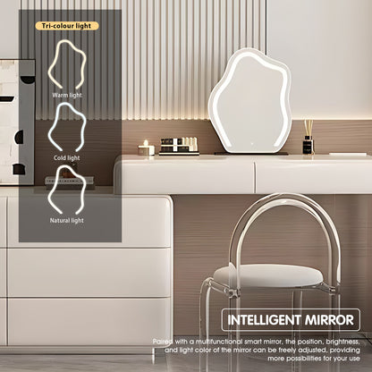 Luxury Minimalist Makeup Vanity with 8 Drawers - Elegant Beauty Hub