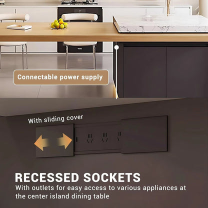 86” - 102” Minimalist Kitchen Island Includes T-Shaped Transparent Table Legs (No Chair)