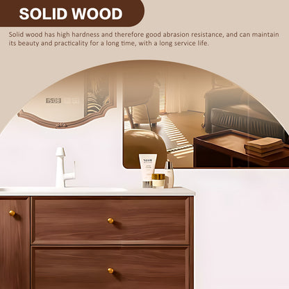 40"-64" Bath vanity solid wood waterproof with cabinet drawer smart mirror and intergrated basin