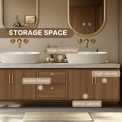 60” – 96” Retro Exquisite Bathroom Vanity Includes Symmetrical Stripe Cabinets