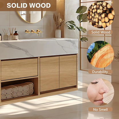 68” - 96” Modern Minimalist Bathroom Vanity Includes Log Style Surface