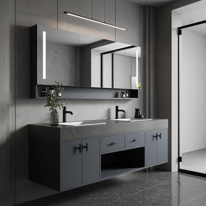 52‘’-110‘’ Floating Bathroom Vanity Sinks Set Inlcudes Sleek Rectangular Front