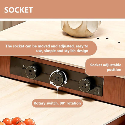 72” - 88” Medieval Kitchen Island Includes Glass Cabinet & Modular Socket (No Chair)